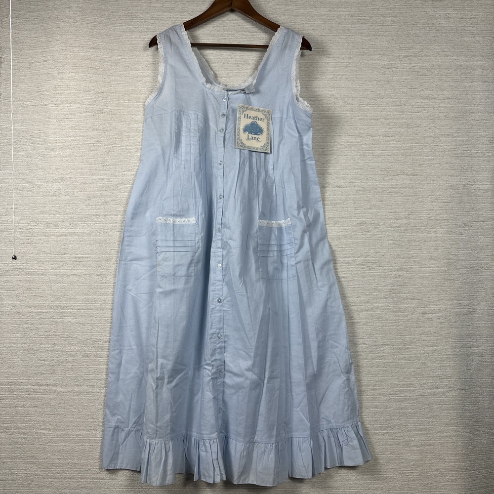 Vintage Heather Lane 100% Cotton Prairie Dress Medium Cottagecore Button Front